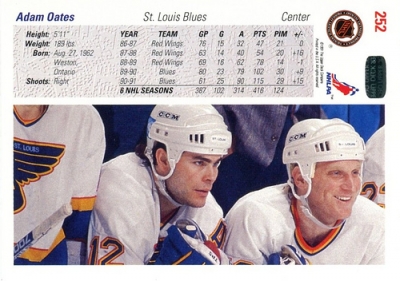 adam oates brett hull st. louis blues upper deck hockey card 1991-92